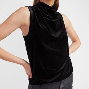 NWT Express Velvet Mock Neck Tank in Pitch Black